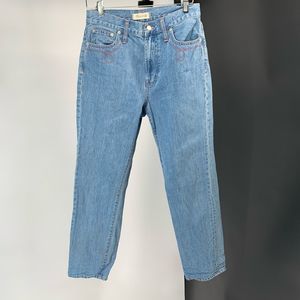 MADEWELL the perfect vintage jean pink embroidered sz 28 womens L3907